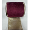 Velvet Burgundy with Gold Wired Edge 4" 10y.